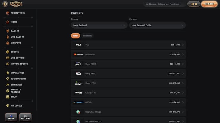 Gransino Payment Methods